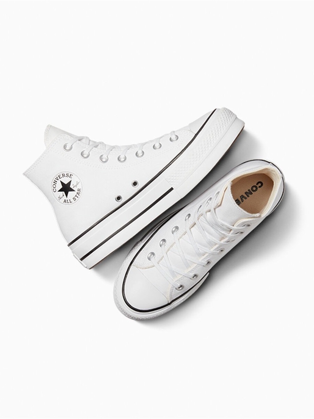 Converse White High Top Canvas Sneakers with Black Trim